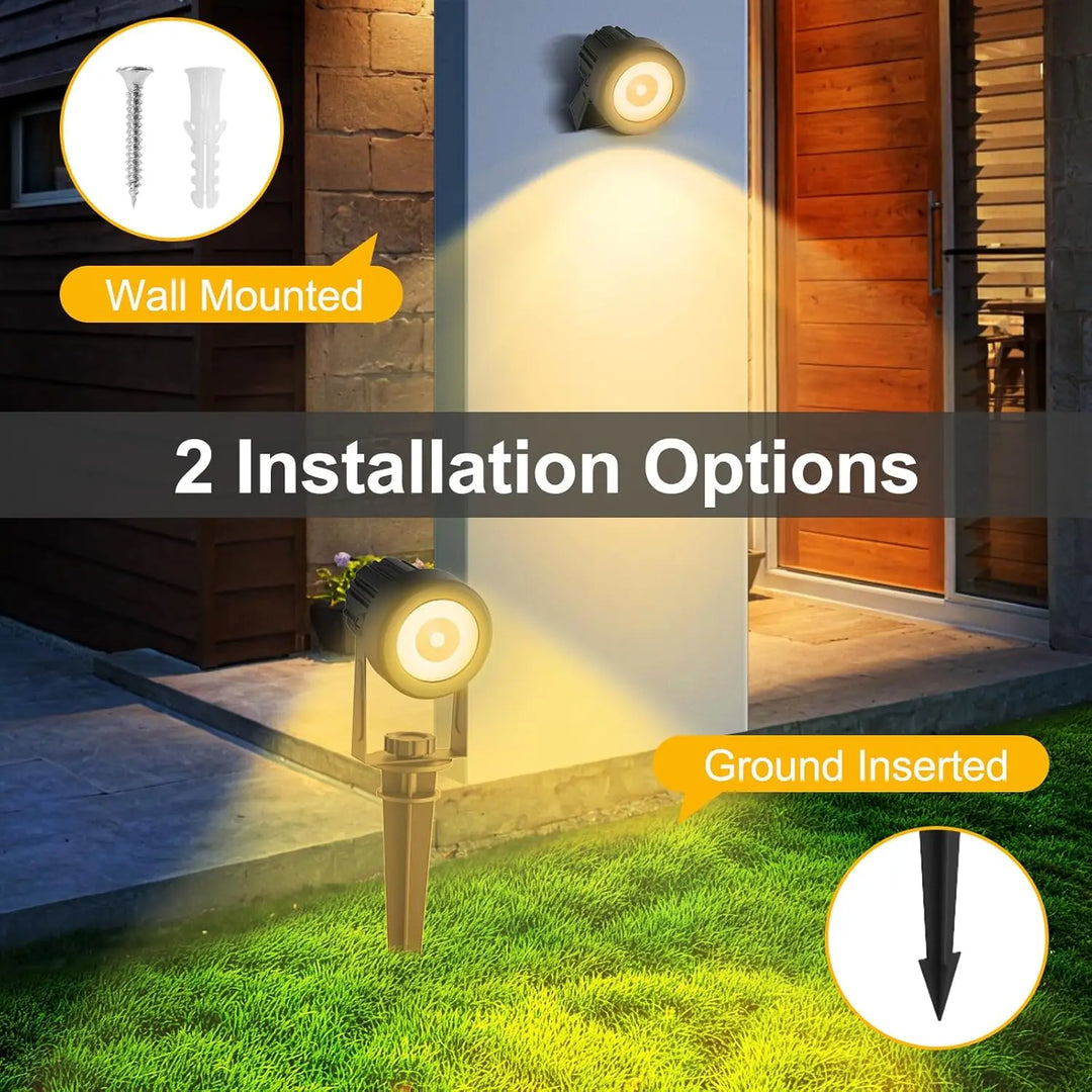 Luvikno | Solar Garden Spotlight LumiGlow DuoColor | 3000K/6000K Varm og Kald Hvit | IP65 Vanntett | Automatisk Skumringssensor