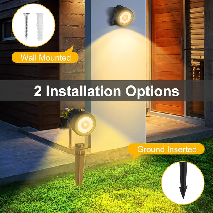 Luvikno | Solar Garden Spotlight LumiGlow DuoColor | 3000K/6000K Varm og Kald Hvit | IP65 Vanntett | Automatisk Skumringssensor