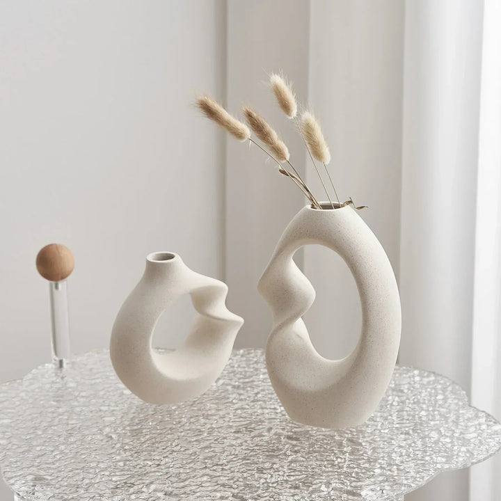 Moderne Asymmetrisk Skulptural Vase Sett Luvikno