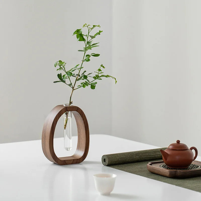 Oval Wood Frame Single Stem Vase | Luvikno