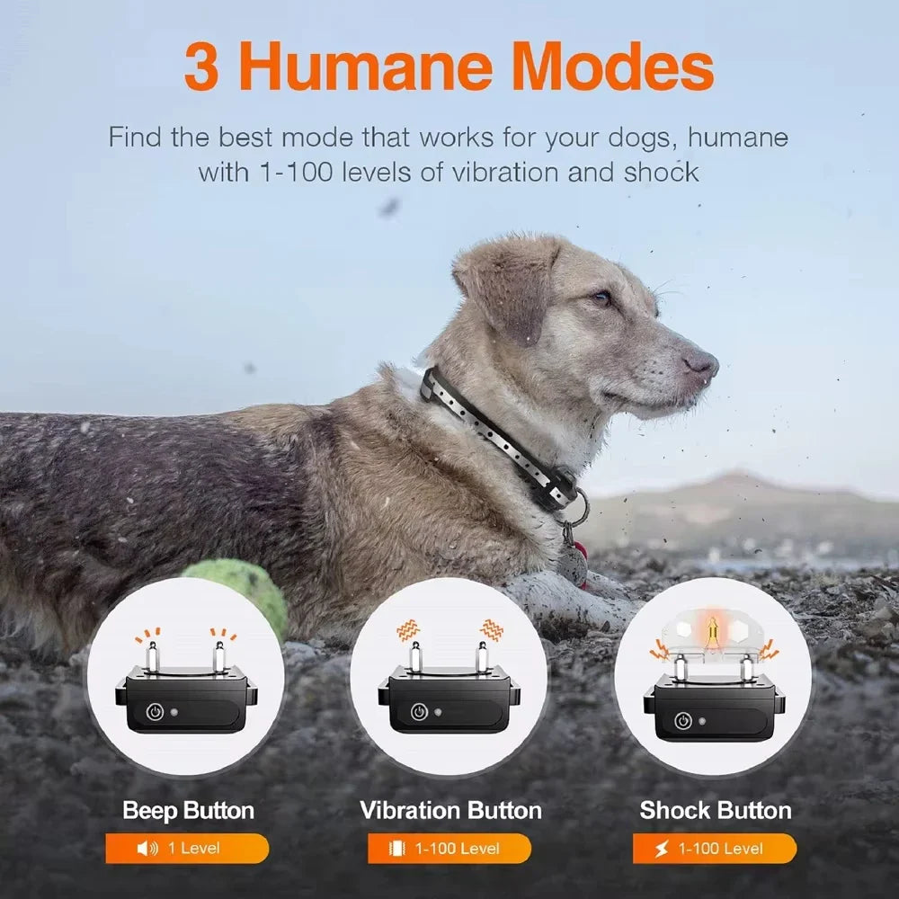 Oppladbar elektrisk hundetreningshalsbånd med fjernkontroll og 1000 m rekkevidde – PetControl Luvikno