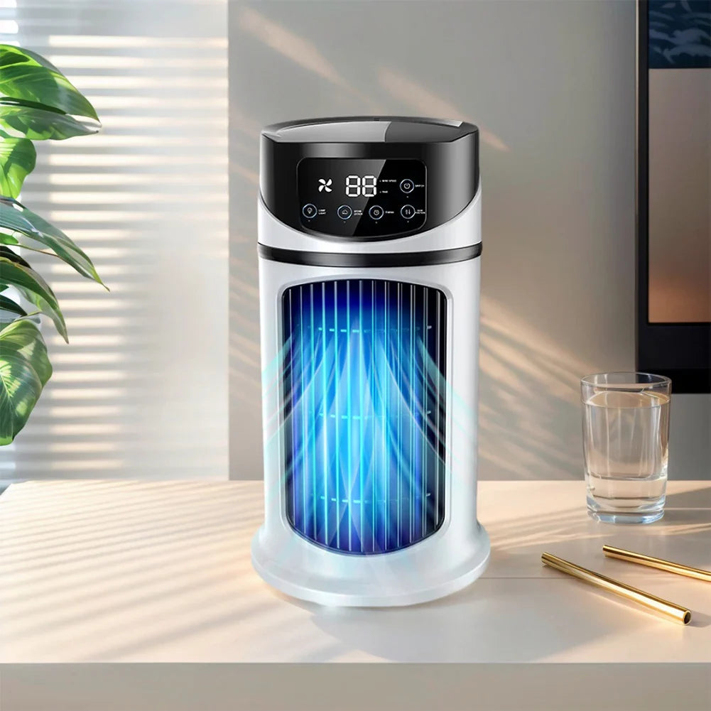Bærbar luftkjøler vifte med luftfukter og støvfilter – USB-drevet mini AC for hjem og kontor | Luvikno