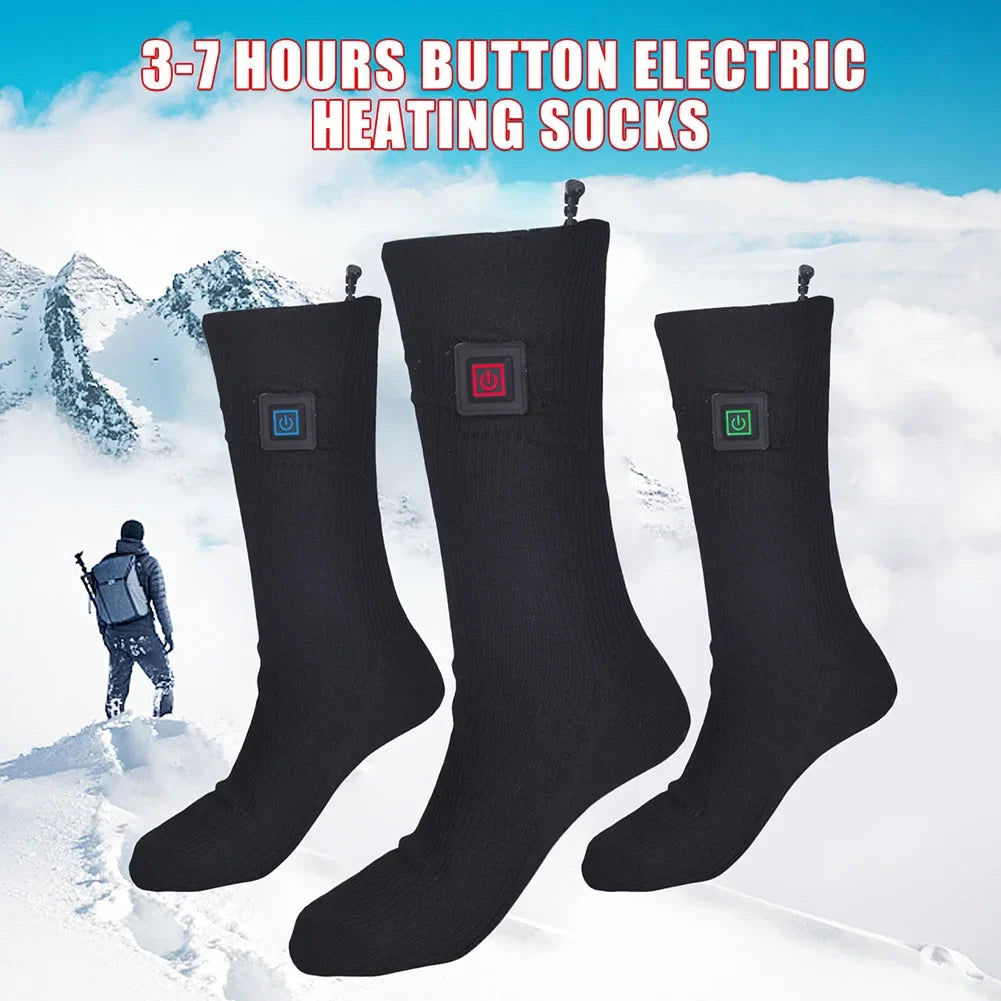 Elektrisk oppvarmede sokker | USB oppvarmede sokker for kvinner og menn | 3 varmeinnstillinger | Ideell for ski, sykling og utendørs | ThermaStep Luvikno