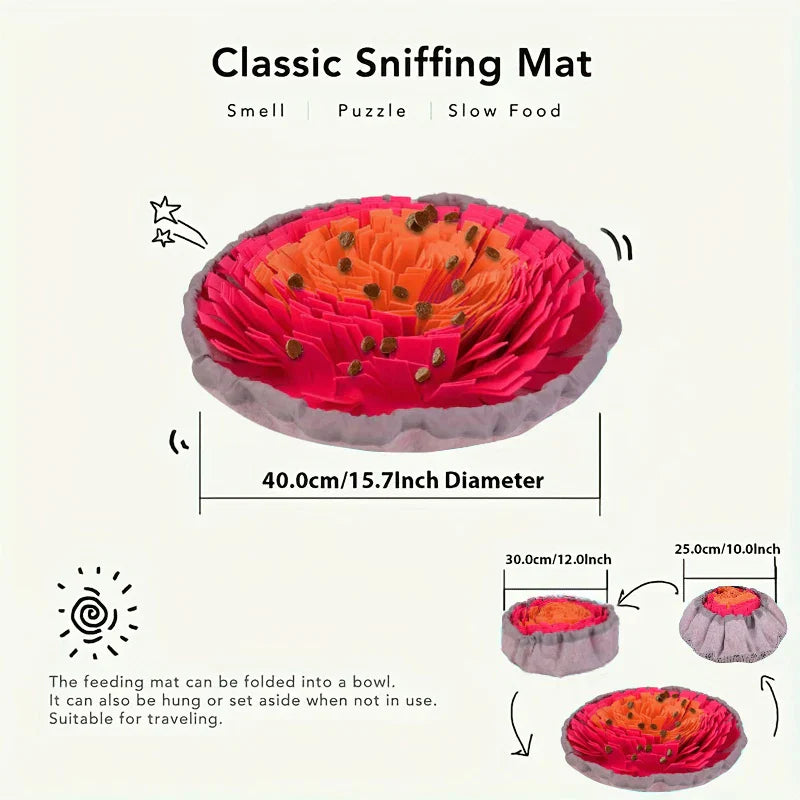 Luvikno | SchnuffelSpaß | Vaskbar Snuffle Mat for Hunder | Intelligens & Treningsleketøy | Kan foldes & Halvglidende