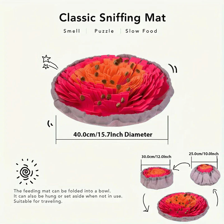 Luvikno | SchnuffelSpaß | Vaskbar Snuffle Mat for Hunder | Intelligens & Treningsleketøy | Kan foldes & Halvglidende