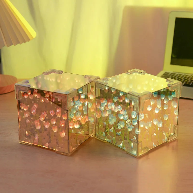 Diy Tulip Flower Sea Cube Lampe