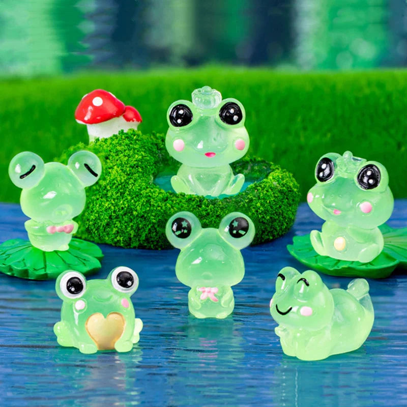 Luvikno | LumoFrosch Figursett | Glødende Mini Frosker | For Hage med Feer, Akvarium & Dekorasjon