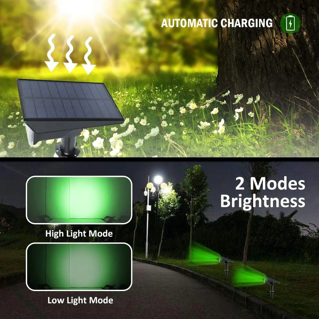 Luvikno | Solar Garden Spotlight LumiRay Sett 4 | IP65 Vanntett | Automatisk Skumringssensor | LED Landskapsbelysning
