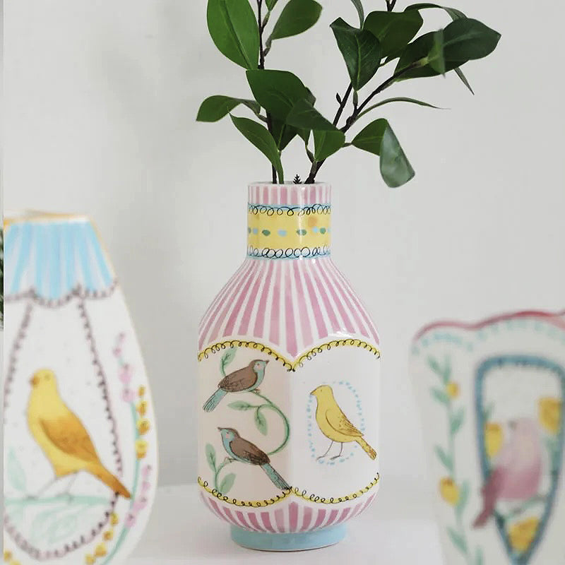 Vintage Illustrasjon Keramikk Vase | Luvikno