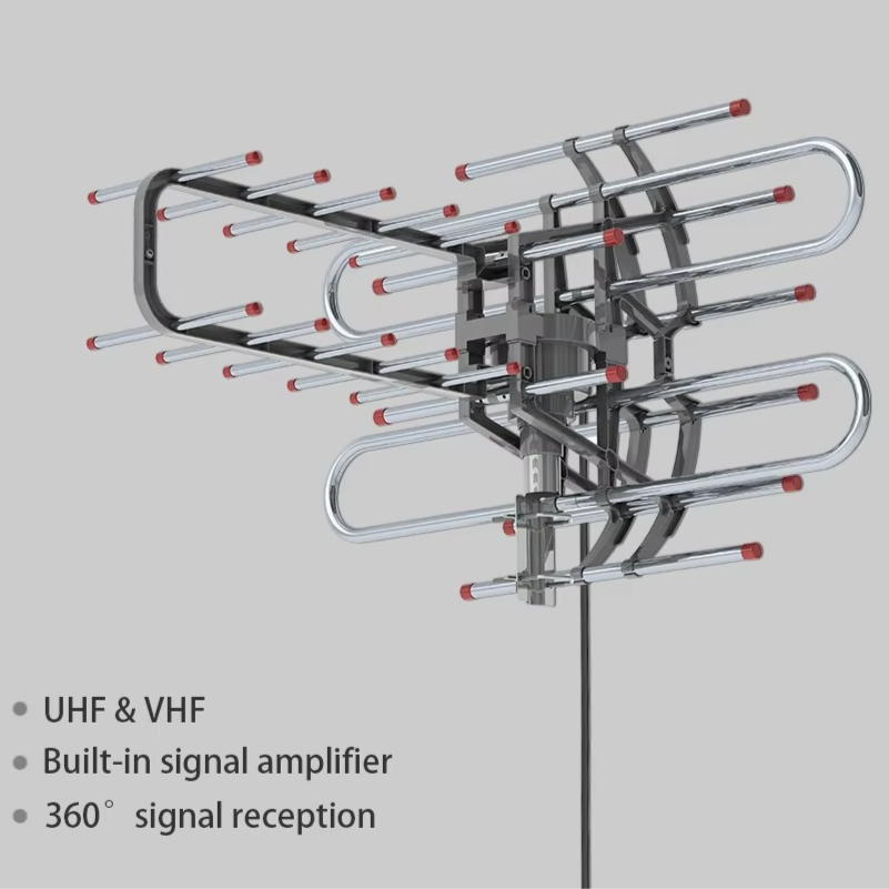360° Roterende Dual Frekvens Utendørs TV Antenne med Dual Utganger Luvikno