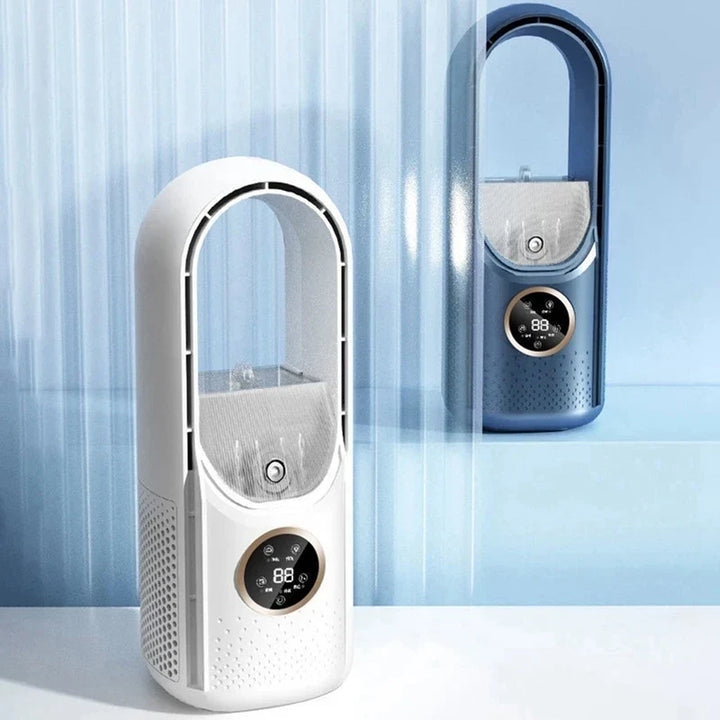 Bærbar USB bladløs luftkjøler – Stille 6-hastighets elektrisk vifte med timer og luftfukter | Luvikno