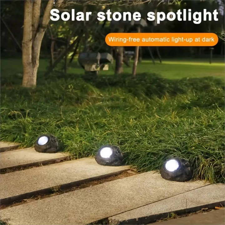 Solar-Powered LED Stone Spotlight for Outdoor Landscaping Luvikno