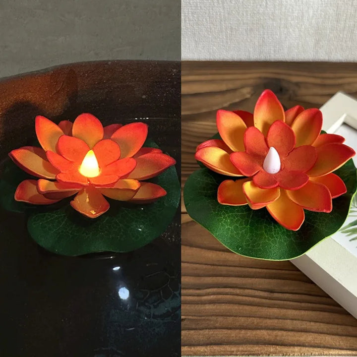 Luvikno | Flytende Lotuslampe LUMILYA | LED Vanntilkobling | Varm hvitt lys | For dam, hage og fester