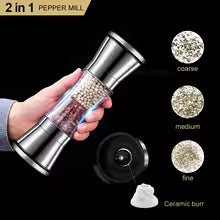 Luvikno | 2-i-1 Krydderkvern SPICURA DuoMill | Rustfritt Stål Dobbel Kvern for Salt & Pepper | Manuell & Stilig