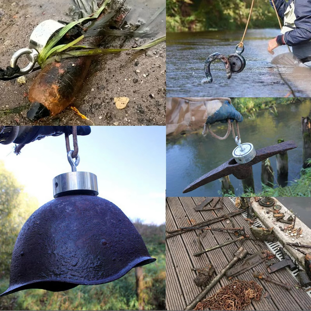 Dual Strength Fishing Magnet Kit - N52 Neodymium 80/120KG Kraft med 10m Tau Luvikno