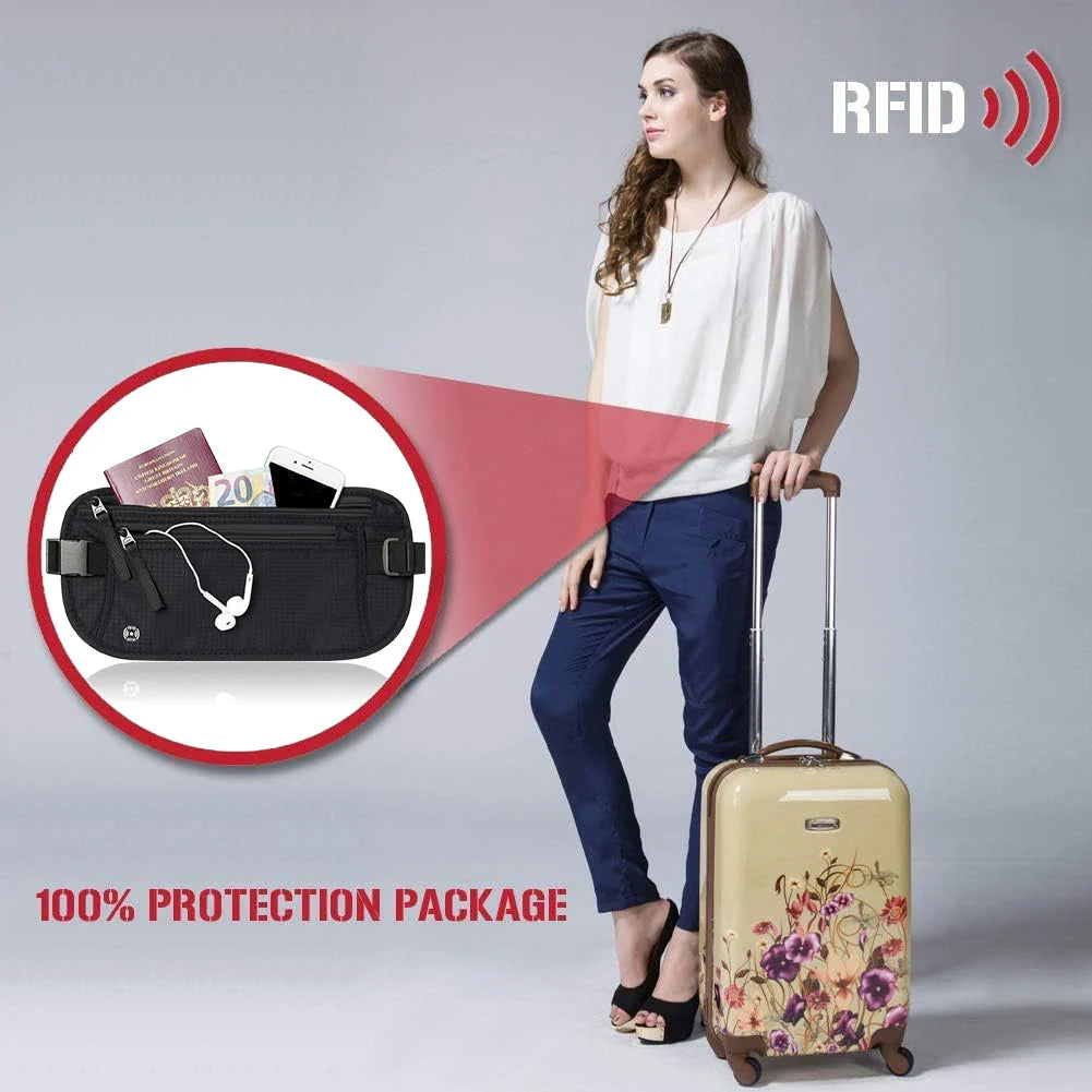 Luvikno | SafeTraveler Midjeveske | RFID Beskyttelse | Skjult Sikkerhetslomme | For Menn & Kvinner