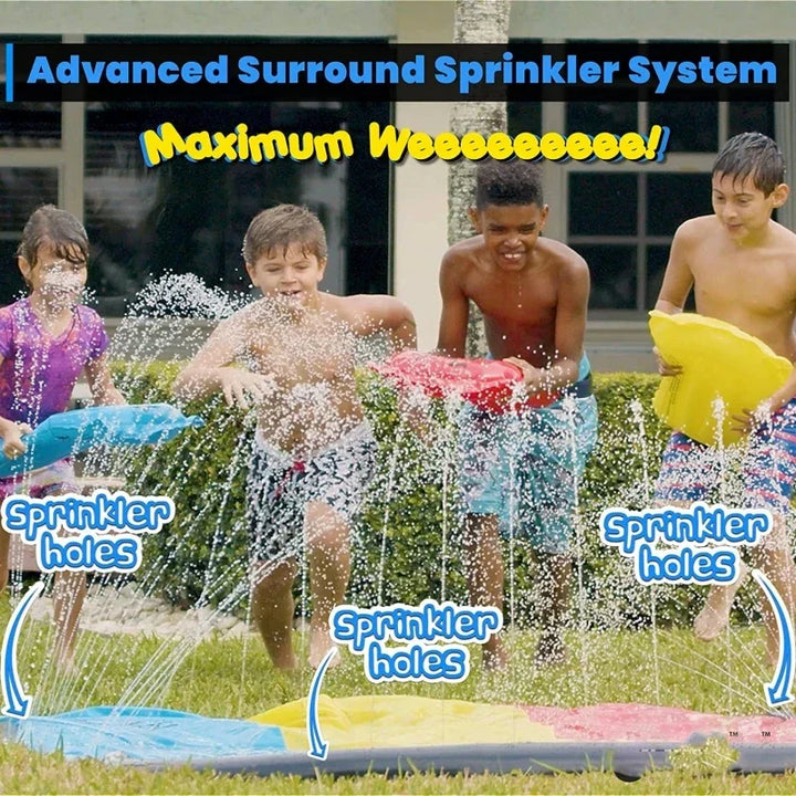 Luvikno | AquaRush Vanndrøm | Oppblåsbar Vanndrøm med Sprinklerfunksjon | For Hage & Utendørs | Sommermoro for Barn