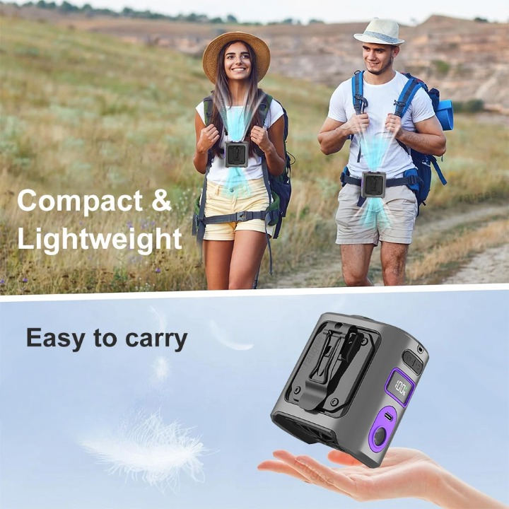 8000mAh Bærbar Kjøle Hoftevifte med Power Bank & LED Lyskilde – FrostBreeze | Luvikno