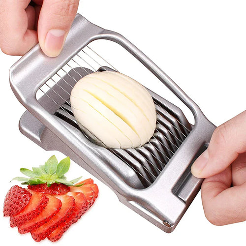 Luvikno | Egg Slicer SchnittMeister | Rustfritt Stål Kuttetråder | For Egg, Ost & Sopp | Robust Aluminiums Hylster
