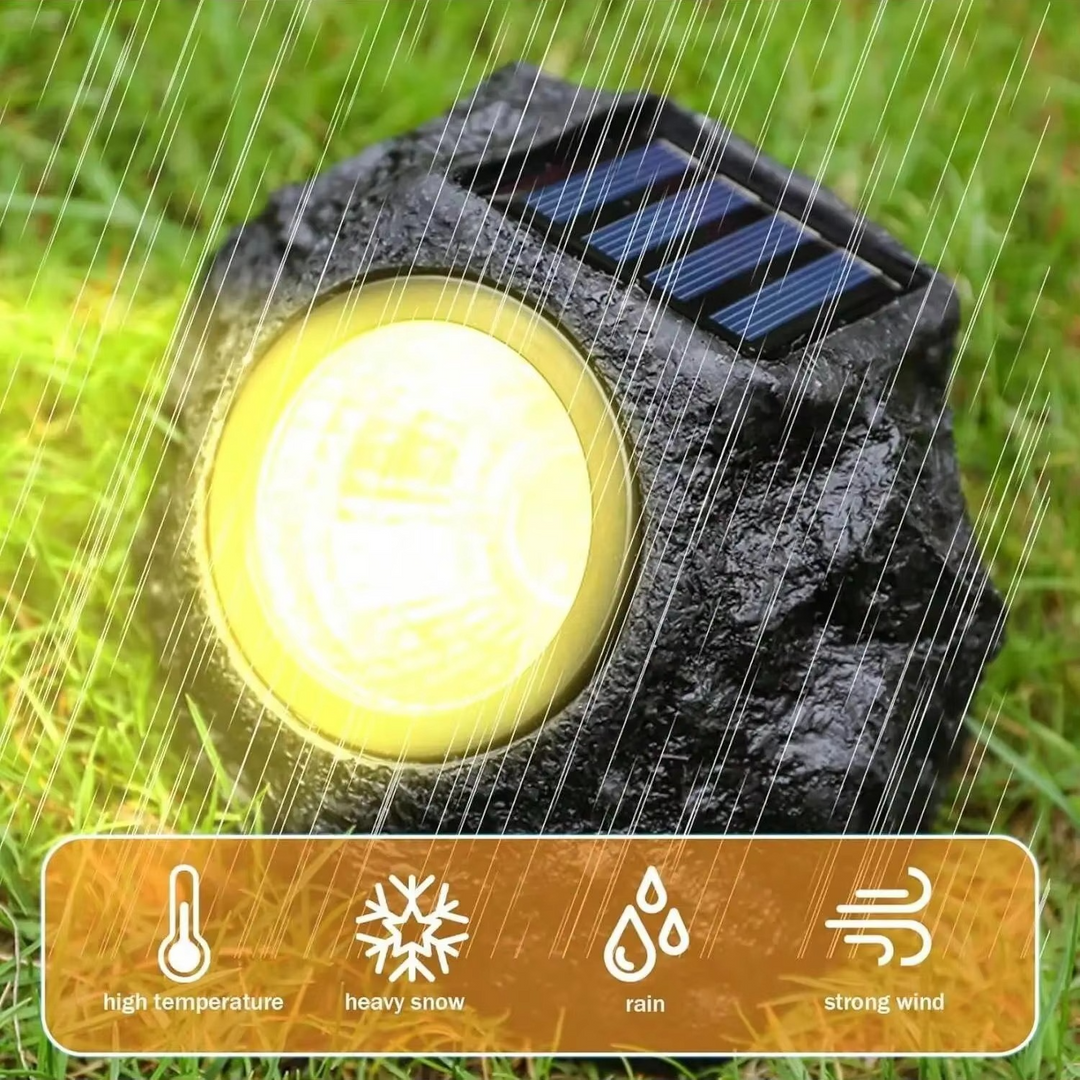 Solar-Powered LED Stone Spotlight for Outdoor Landscaping Luvikno