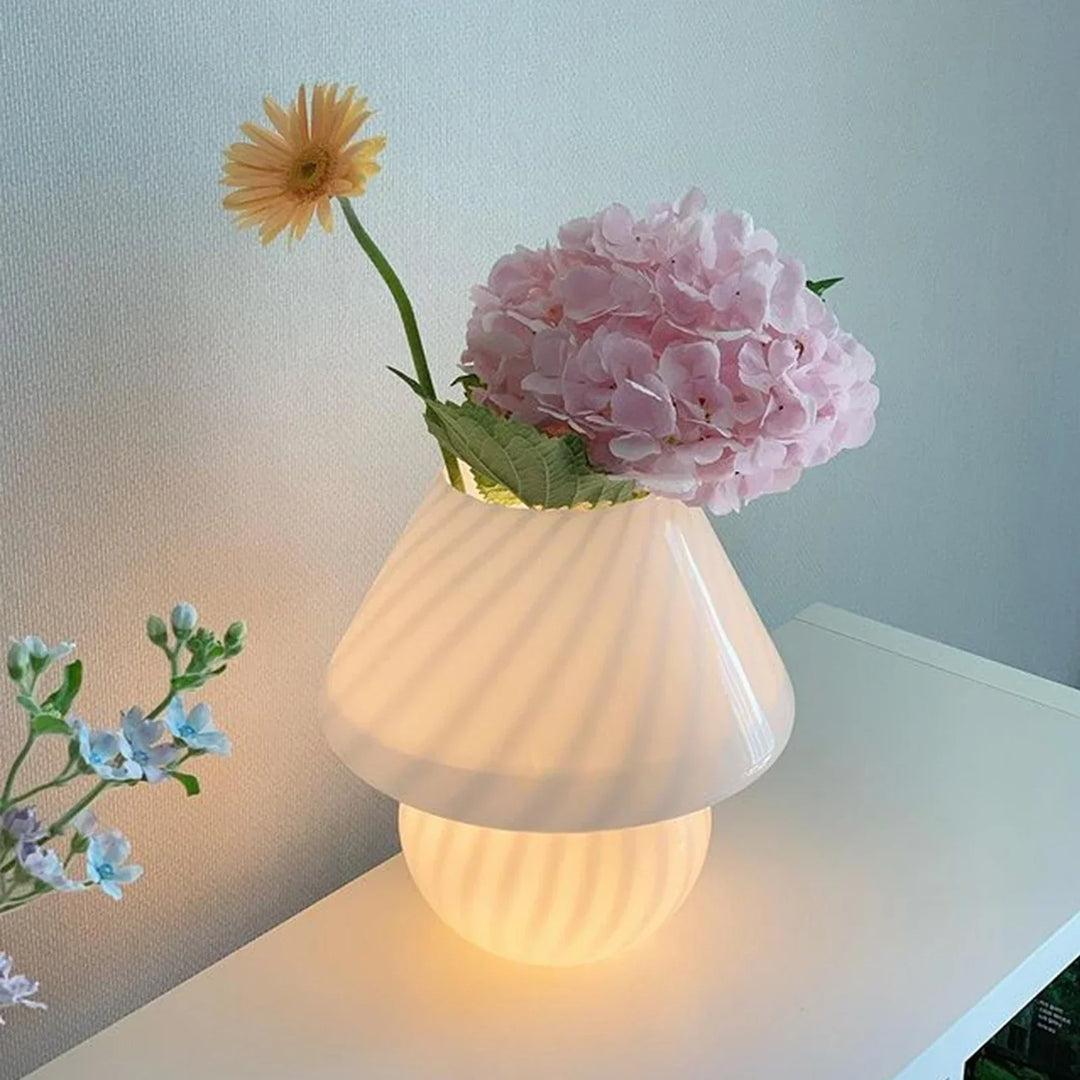 Luvikno | Murano Bordlampe - Unik Glass Sopp Bordlampe for Magisk Atmosfære