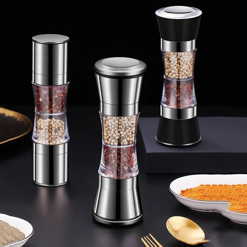 Luvikno | 2-i-1 Krydderkvern SPICURA DuoMill | Rustfritt Stål Dobbel Kvern for Salt & Pepper | Manuell & Stilig