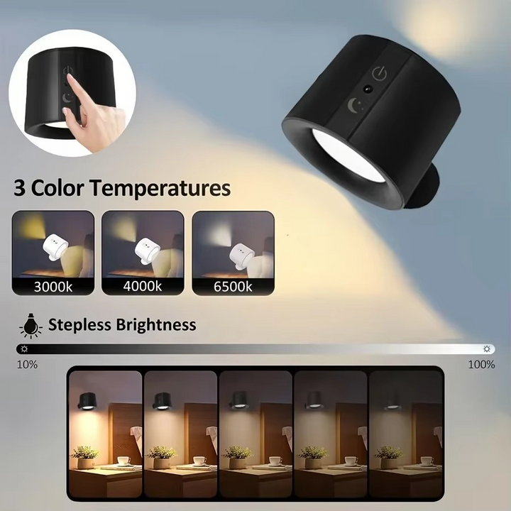 Luvikno | LED Vegglampe - Oppladbar, Magnetisk & Dobbelt-Sidig Belysning for Innendørs Bruk