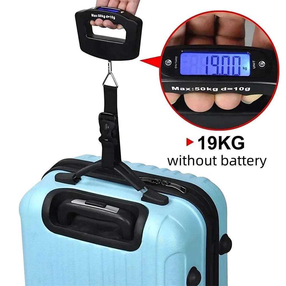 Luvikno | WeighLite Digital Bagasjevekt | LCD Display med Bakgrunnsbelysning | Opptil 50 kg | Portable & Presis | For Reise & Bagasje