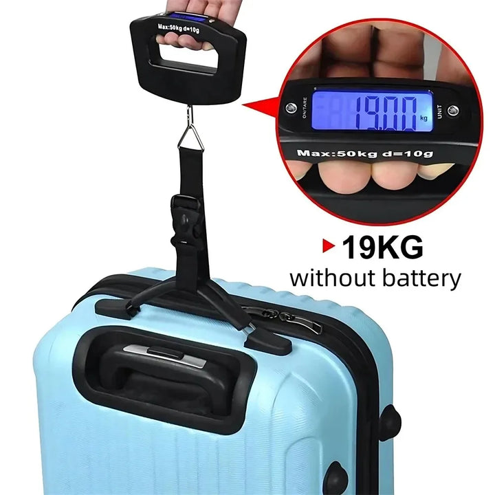 Luvikno | WeighLite Digital Bagasjevekt | LCD Display med Bakgrunnsbelysning | Opptil 50 kg | Portable & Presis | For Reise & Bagasje
