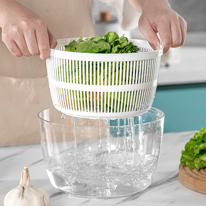 Luvikno | SpinFresh Salat Spinner 3L med Lokk | En-hånds Betjening & Skridsikker Bunn | Salatrense & Tørker for Grønnsaker & Frukt | BPA-Fri & Praktisk