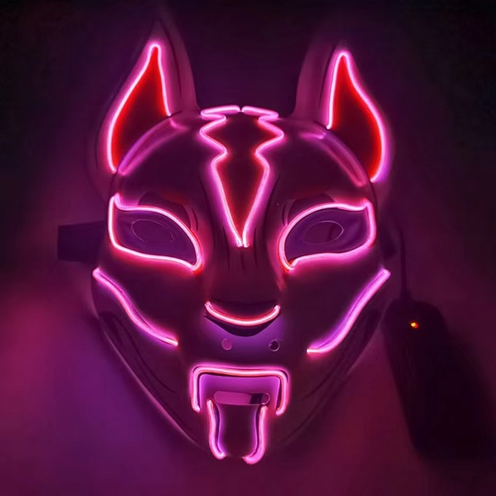 Luminous LED Full Face Fox Maske for Halloween & Cosplay Luvikno