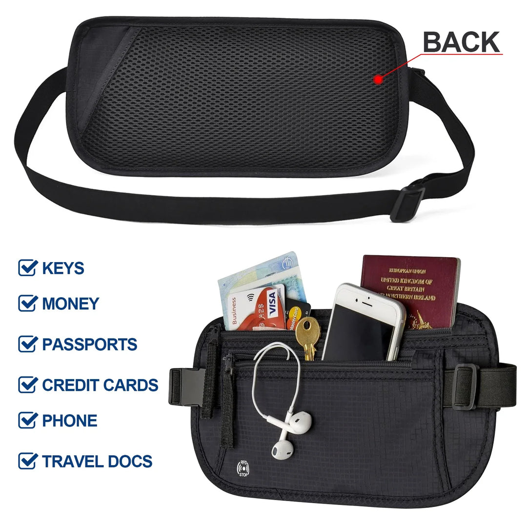 Luvikno | SafeTraveler Midjeveske | RFID Beskyttelse | Skjult Sikkerhetslomme | For Menn & Kvinner