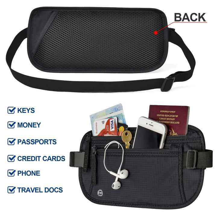 Luvikno | SafeTraveler Midjeveske | RFID Beskyttelse | Skjult Sikkerhetslomme | For Menn & Kvinner