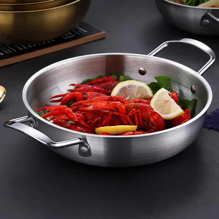 GastroPan – Rustfritt Stål Saus- og Paella-panne med Håndtak Luvikno