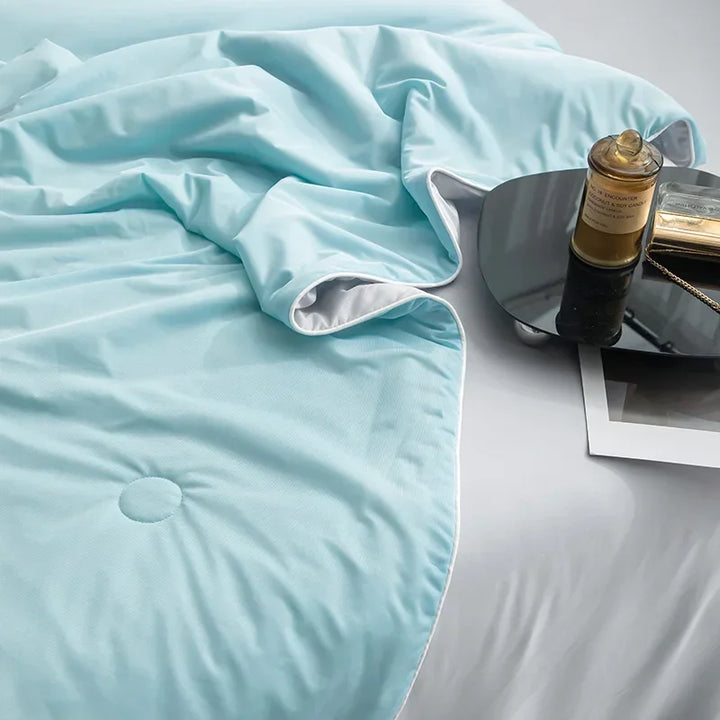 Air Condition Sommer Komforter — Ren Farge Is Silke Kjøleteppe, Lett & Glatt Twin/King Størrelse Quilt | Luvikno