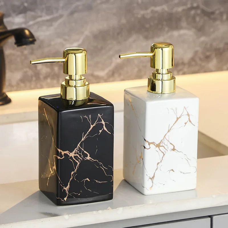 Marmor Keramisk Såpe- og Sjampo Dispenser - Modern Design | Luvikno