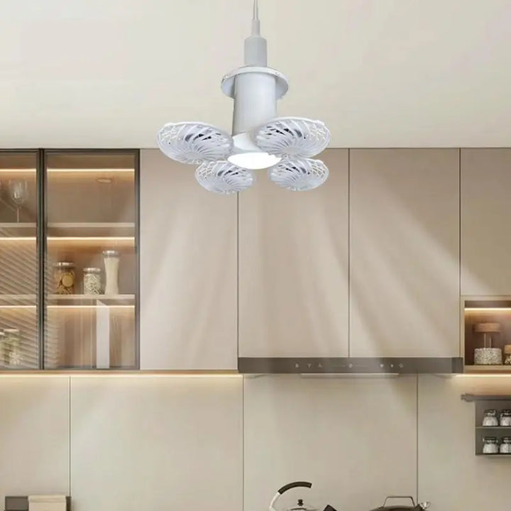 Luvikno | Ventolux Solcelle Campinglampe med Vifte | Sammenleggbar & Bærbar | 3 Vindnivåer & LED-belysning | For Telt, Terrase & Utendørs