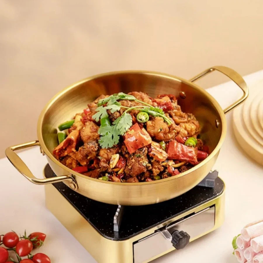 GastroPan – Rustfritt Stål Saus- og Paella-panne med Håndtak Luvikno