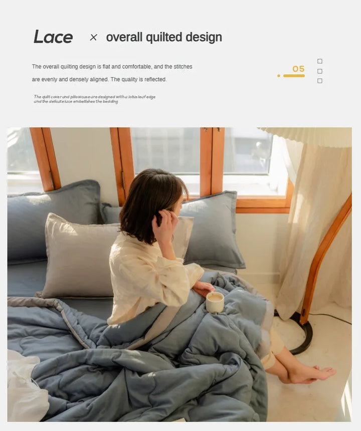 2024 Japansk bomull-polyester sommerdyne – Lett, vaskbar, hudvennlig ensfarget dyne | Luvikno
