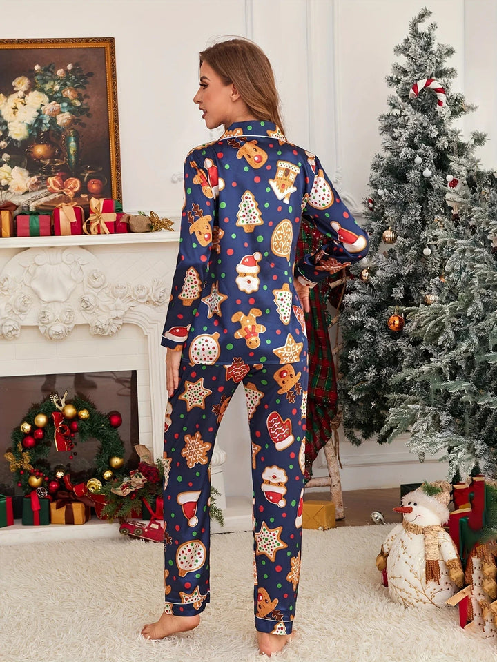 Luvik | Komfortabel julesmåkake-print langermet pyjamas UNISEX