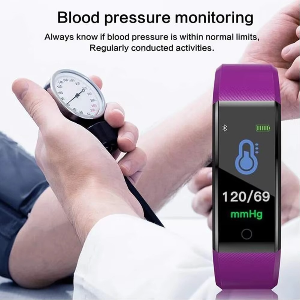 Vanntett fitness smartklokke med hjertefrekvens- og blodtrykksmåling for menn og kvinner Luvikno