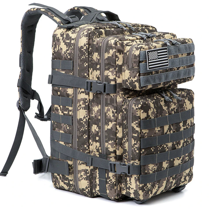 Luvikno | TACTICO45 45 L Utendørs Ryggsekk | Molle-System | 3-Dagers Kapasitet | Robust & Multifunksjonell – Svart/Khaki/Oliven