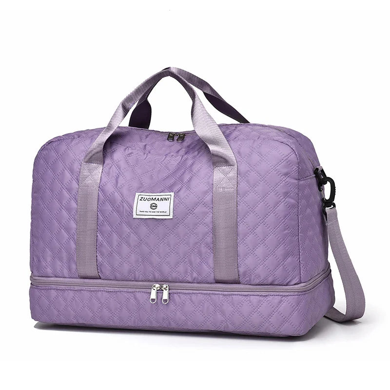 Luvikno | Raumio TravelFlex Lettvekts Reisebag med Diamantmønster | Stor Sports- og Helgetaske med Skoavdeling og Fuktavdeling | Kabinbagasje Egnet og Sammenleggbar