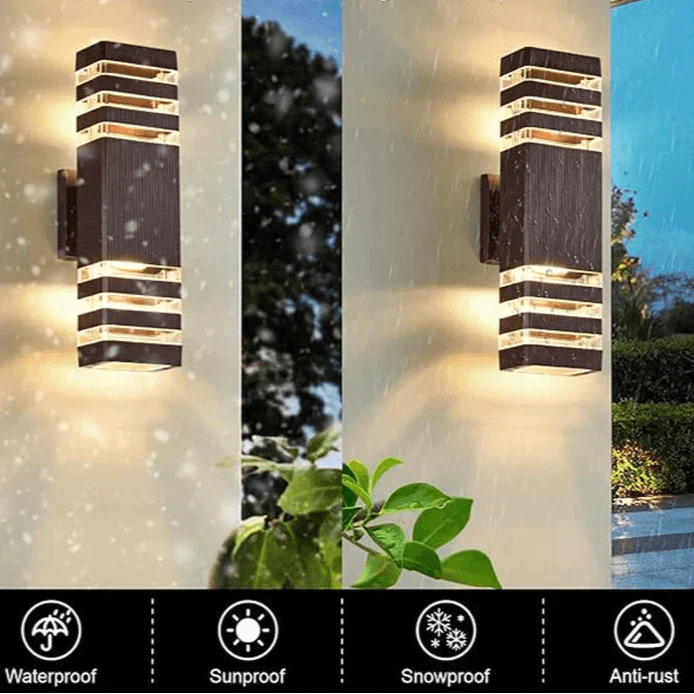 Luvikno | LumiBloc LED Utendørs Vegglampe – Moderne IP65 Opp & Ned Design med E27 Sokkel