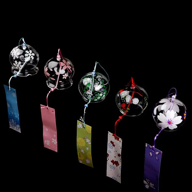 Luvikno | Glass Vindklokke Hanabira | Japansk Stil | Klar Lyd & Dekorativ Pendant | Håndlaget