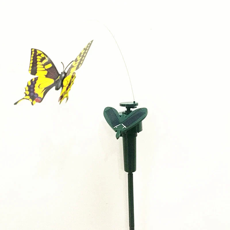 Luvikno | SOLAVIA Solsikke Hage Stake | Med roterende Sommerfugl eller Kolibri | Soldekor for Hage & Potteplanter | 20×20×10 cm