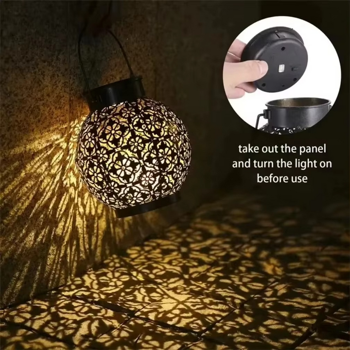 Utendørs Solenergi LED Lanterna Lys med Hul Smykket Jern Design for Hage- og Gårdsdekorasjon Luvikno