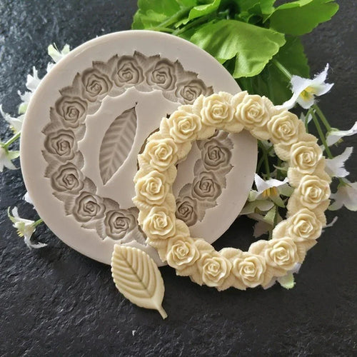 Luvikno | DekoMould Silikonform Rosette & Blader | For Fondant, Sjokolade & Sukkerpasta | Fineste Bake Dekkning & Ramme Design