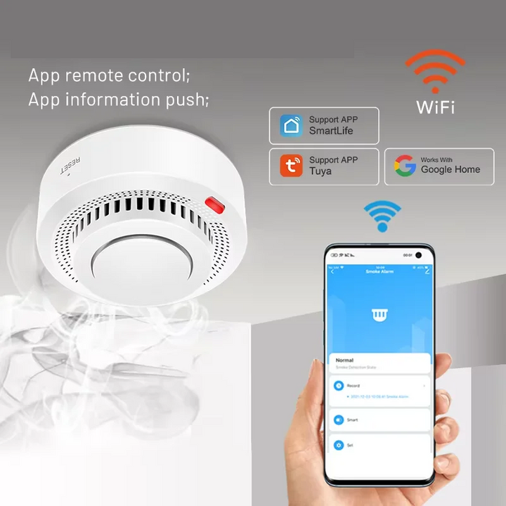 Luvikno | Smart WiFi Røykvarsler Brannalarm 85dB – SafeSense