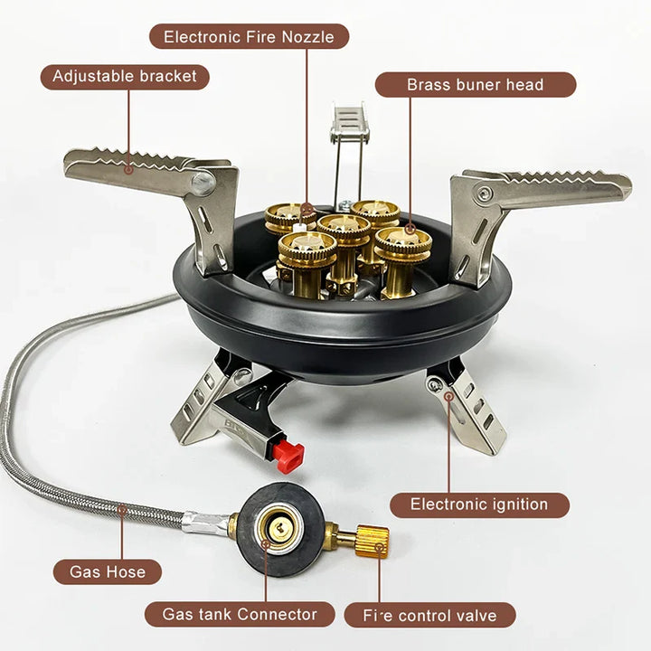 Luvikno | Flamurion Camping Gassbrenner 16000W med Piezo Tennere | Sammenleggbar Høytrykk Gassbrenner for Utendørs og Nødsituasjoner | For Butan/Propan